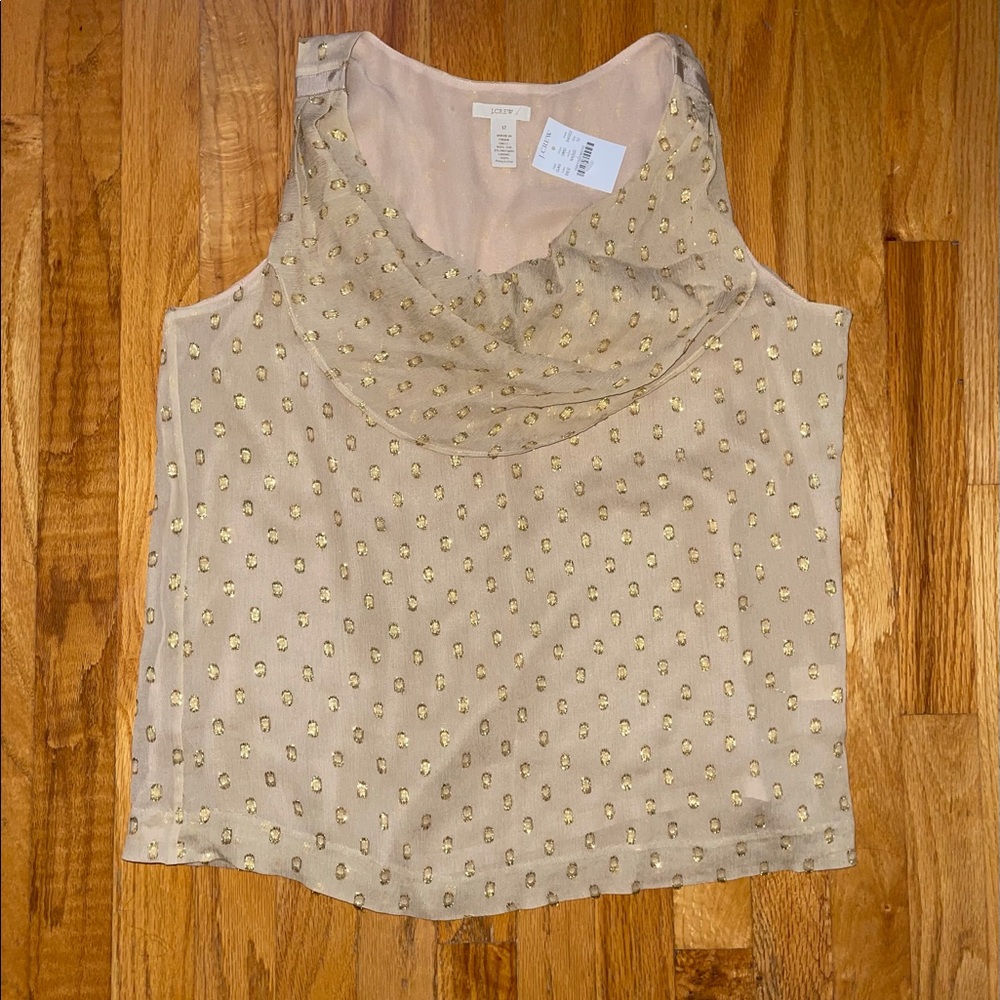 BRAND New with Tags J. Crew Polka Dot Silk Cowl Neck Blouse